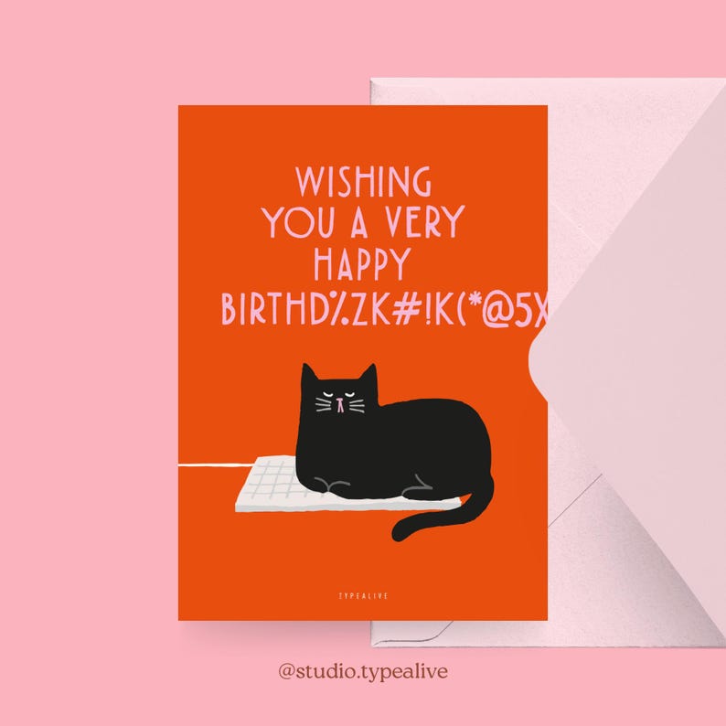 Cartão de aniversário/GATO DE ANIVERSÁRIO NO. 2 / Cartão de aniversário engraçado para gatos - Cartão postal engraçado com envelope, cartão de felicitações perfeito para mães de gatos Einzeln