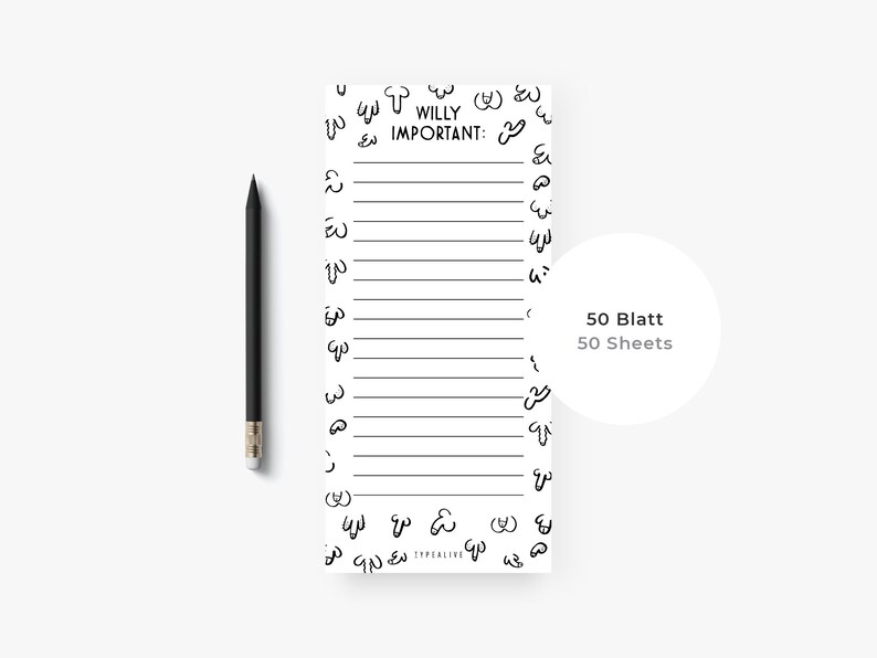 Notepad narrow / WILLY IMPORTANT / Task List, Daily Goals, Shopping