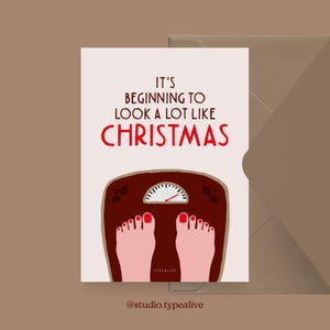 Weihnachtskarte / LIKE CHRISTMAS / Lustige Postkarte zu Weihnachten mit Waage, Gewicht und witzigem Spruch – für Freunde, Familie, Kollegen