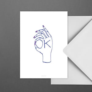 Carte postale / OK / Carte de vœux drôle et belle avec dicton - idée cadeau humoristique pour les amis, la famille et les collègues