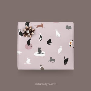 Papier cadeau / Pétisfaction « CHATS » / Emballage cadeau élégant et fait main avec des chats, pour Noël, anniversaire - pour les mamans chats