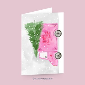 Grußkarte zu Weihnachten / CHRISTMAS TRUCK / Weihnachtskarten Set mit Umschlag, Auto mit Tanne, Klappkarte zu Weihnachten, für Mama oder Oma