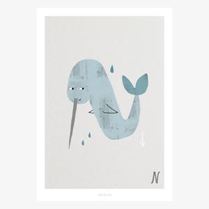 Póster mural / ABC Kids N / Póster ABC, alfabeto animal, letras, póster habitación infantil, decoración pared habitación infantil, lámina, regalo
