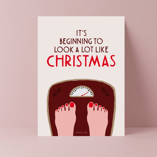 Weihnachtskarte / Like Christmas / lustige Karte zu Weihnachten mit Waage als Geschenk für Freunde zunehmen gutes Essen Weihnachtskarte