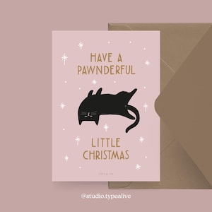 Weihnachtskarte / CHRISTMAS CAT NO. 3 / Lustige Postkarte zu Weihnachten mit Katze – Witziger Spruch, Postkarte mit Umschlag für Katzenfans