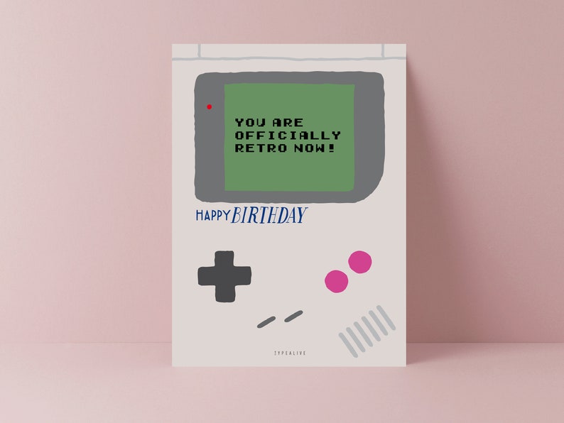 Geburtstagskarte / Officially Retro / Lustige Postkarte für Gamer witzige Karte zum Geburtstag für Männer, Freund oder Bruder 30 40 Jahre Bild 2