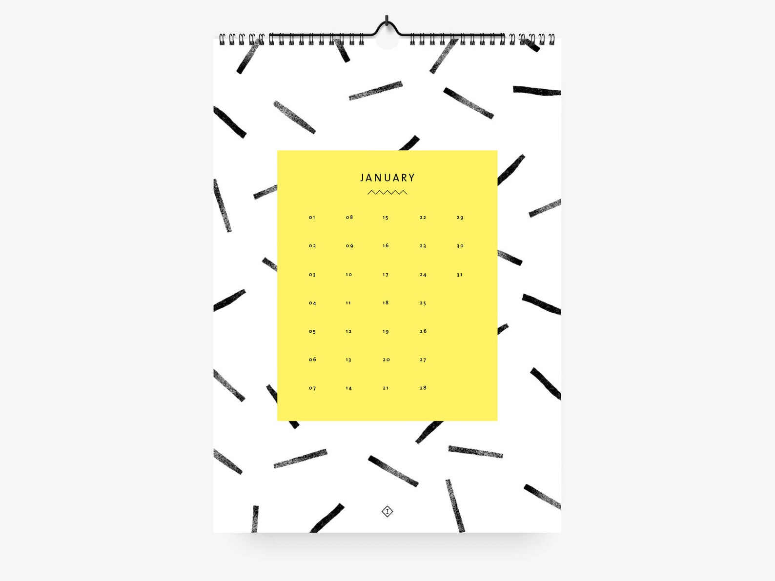 Wall Calendar / BLACK & WHITE / A4 Illustrated Pattern Plain Etsy