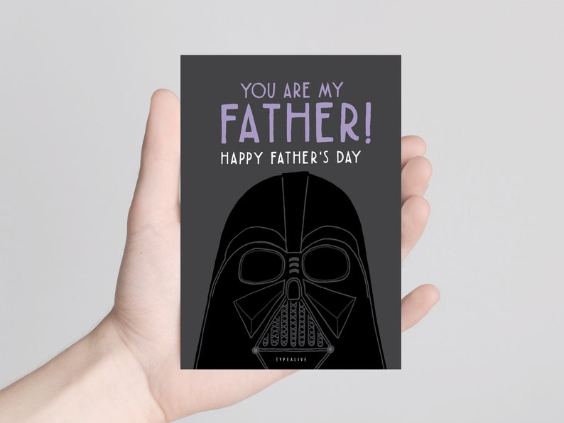 Lustige Postkarte / Vder Is Your Father / witzige Karte zum Vatertag oder Geburtstag für Sci-Fi Fans mit Wortspiel und Spruch für Papa Bild 3