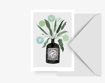 Postkarte / Ginspiration No. 4 / Retro Karte Blumen Skandinavisch schlicht