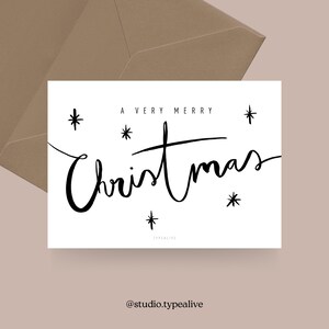 Carte de Noël / CALLIGRAPHIE NO. 1/ Carte de Noël simple et belle - carte de voeux pour l'Avent pour la famille, les amis et les collègues