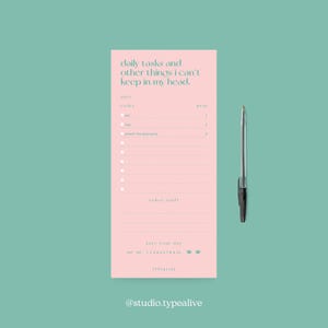 Notizblock "schmal" / THINGS / Notizblock für tägliche Ziele, Wochenplaner und To-Do-Listen – Perfekt als Geschenk für Freundin