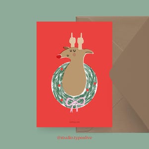 Weihnachtskarte / MERRY F*&KMAS / Lustige Postkarte zu Weihnachten mit witzigem Spruch und Rentier – für Freunde, Familie, Kollegen