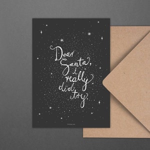 Carte de Noël / CHER PÈRE NOËL NO. 2/ Carte postale de Noël amusante avec des étoiles et un dicton amusant - pour les amis, la famille, les collègues