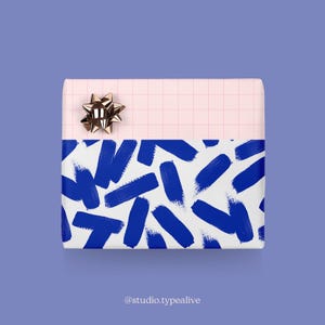 Geschenkpapier / BRUSH STROKES / Blau-pinke Geschenkbögen mit Muster, für Weihnachten, Hochzeit, Geburtstag – exklusive Geschenkverpackung