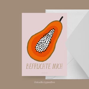 Liefdeskaart / FERTILIZE ME / Grappige en mooie Valentijnskaart, voor een jubileum, met een grappige spreuk - voor je partner, passievrucht