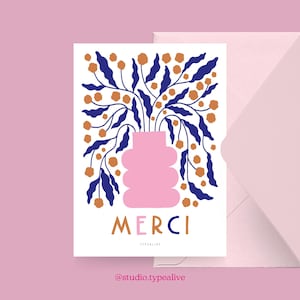 Kaart voor Pasen / A WAY MERCI / Mooie kaart als cadeau voor papa en mama of vrienden voor Pasen, verjaardag, om "dankjewel" te zeggen.