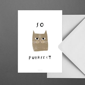Carte postale / CATISFACTION NO. 5/ Carte de voeux rigolote avec chat et dicton – idée cadeau humoristique pour amis, famille et collègues