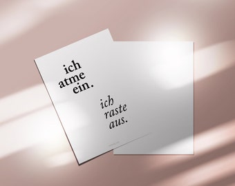 Postcard / Ich Atme Ein / Retro card Thank You for Lovers Birthday Card for her I Love You Valentine's Day typographic Greeting Card