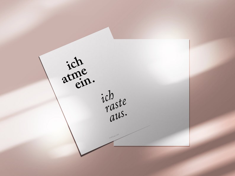 Postcard / Ich Atme Ein / Retro card Thank You for Lovers Birthday Card for her I Love You Valentine's Day typographic Greeting Card image 1