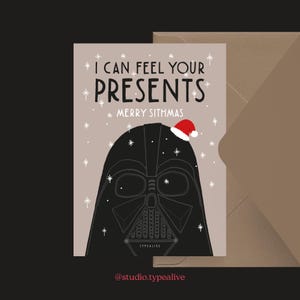Weihnachtskarte / V*DER'S SITHMAS WHISHES / Witzige Weihnachtskarte mit Papa Spruch – Perfekte Grußkarte für Papa, Freund zu Weihnachten