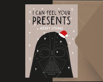 Christmas card / V*DER&#39;S SITHMAS WHISHES / Funny Christmas card with dad saying - Perfect greeting card for dad, friend for Christmas