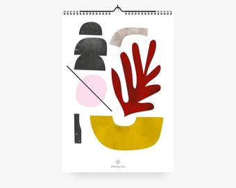 Wandkalender / SCANDI / DIN A3, reduzierte und abstrakte Muster, schlicht und skandinavisch, als Geschenk zum Geburtstag und Weihnachten