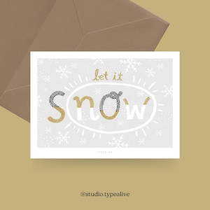 Carte de Noël / NEIGE / Carte de Noël simple et belle - carte de vœux pour l'Avent pour la famille, les amis et les collègues