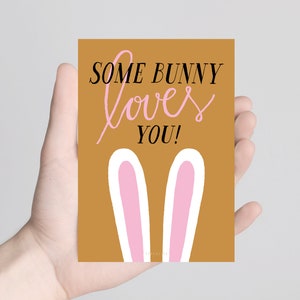 Easter Card / Some Bunny Loves You / Funny card for Easter with Easter Bunny for her or for him Greeting Card with a funny word pun image 4