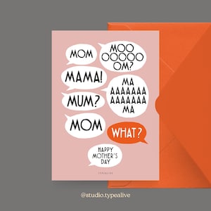 Muttertagskarte / WHAT / Lustige Grußkarte für Mama mit Sprechblasen – Perfekt zum Geburtstag oder als Danke-Karte zum Muttertag