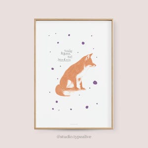 Poster mural / WONDER / Fox with funny saying, in anger and rage, living room decoration, housewarming gift, art print, as a gift