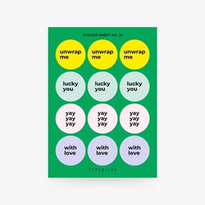 FOGLIO ADESIVO N. 16 / Bellissimo set di adesivi A6, per compleanni, matrimoni e anniversari – 12 adesivi decorativi con frasi, per abbellire
