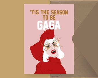 Christmas card / GAGA SEASON / Funny Christmas postcard with a witty saying – for friends, family, colleagues