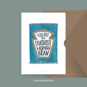 Liebes-Karte / HUMAN BEAN / Lustige und schöne Valentinstagskarte, zum Jubiläum, mit witzigem Spruch – perfekt für den Partner