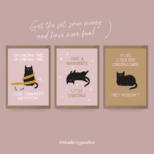 Carte de Noël / CHAT DE NOËL NO. 2 / Carte postale amusante pour Noël avec chat - dicton amusant, carte postale avec enveloppe, pour mamans chats als 3er Set