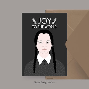 Tarjeta de Navidad / ALEGRÍA / Divertida postal navideña con el miércoles y un dicho divertido - para amigos, familiares y colegas