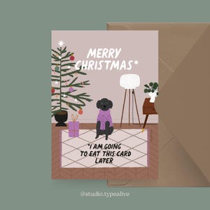 Weihnachtskarte / Petisfaction "Dogs" EAT / Weihnachtskarten Set, lustige Weihnachtskarte mit Hund, Postkarte für Hundefans