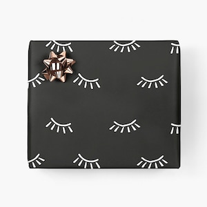Geschenkpapier / EYES / Schwarze Geschenkbögen mit Wimpern, für Weihnachten, Hochzeit, Geburtstag – exklusive Geschenkverpackung