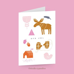 Carte de voeux pour Noël / NOËL SUÉDOIS NO. 1/ Set de cartes de Noël avec enveloppe, élan, carte pliante pour Noël, pour maman ou mamie