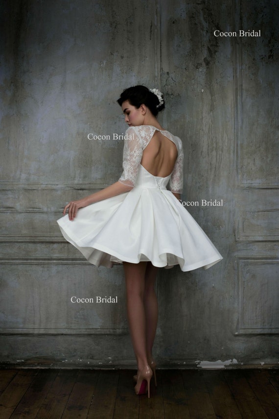 Short Wedding Dress Knee Length Gown Haute Couture Wedding Etsy