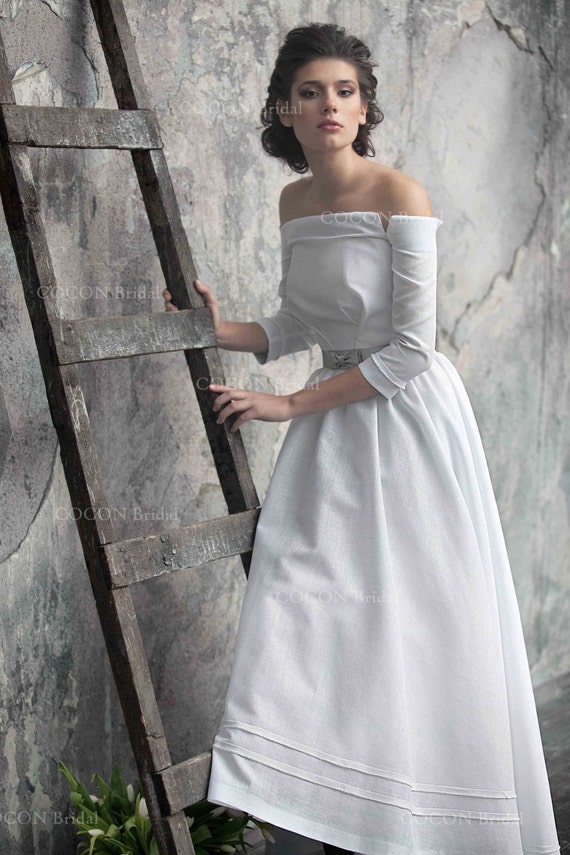 linen wedding gown