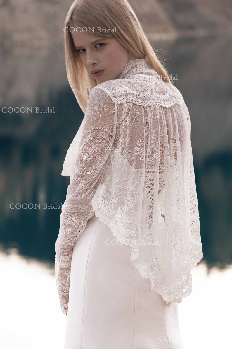 Vintage bolero/jacket made from original floral French laces Etsy