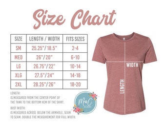 Bella Canvas Size Chart 3001