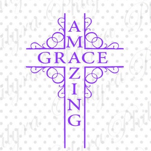 Amazing Grace Cross, Swirly Cross, Digital Cutting File,SVG,DXF, PDF,