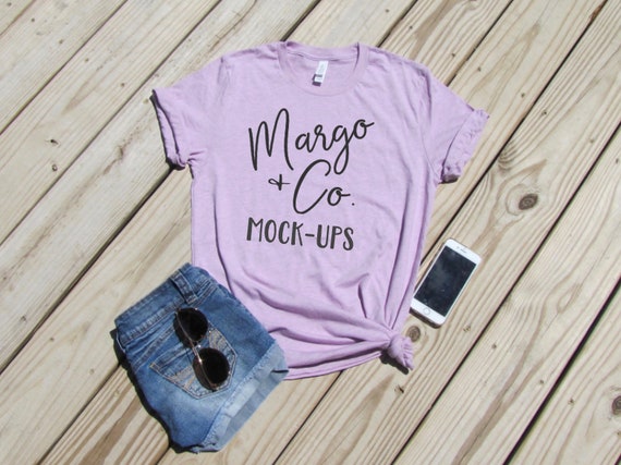 Mock Up Bella Canvas 3001 Heather Prism Lilacunisex T Shirt Etsy