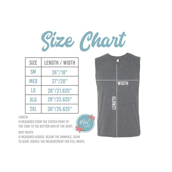 Bella Muscle Tank Size Chart