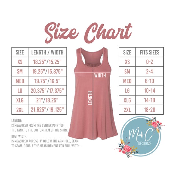 Download Bella Canvas 8800 Size Chart Flowy Tank