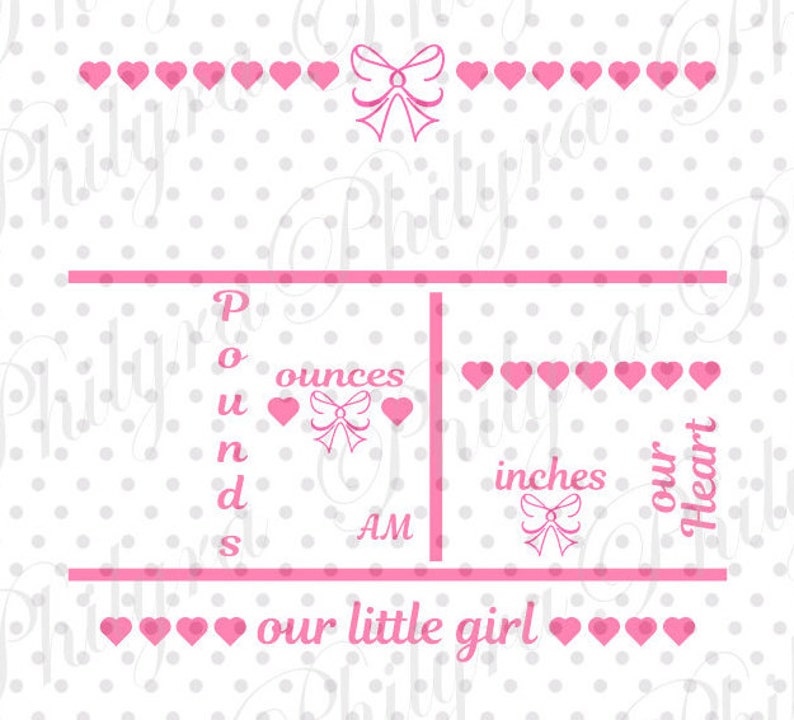 Download Baby Girl Birth Statistic Template Birth Announcement Svg ...