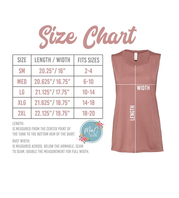 Bella Canvas Muscle Tank Size Chart