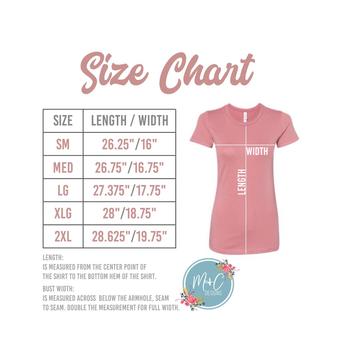 unisex bella canvas size chart