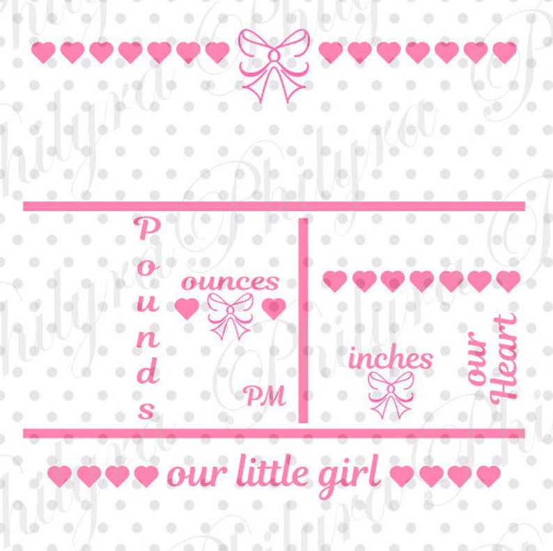 Download Baby Girl Birth Statistic Template Birth Announcement Svg ...